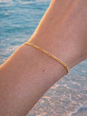 1.2mm Gold Micro Figaro Chain Custom Bracelet